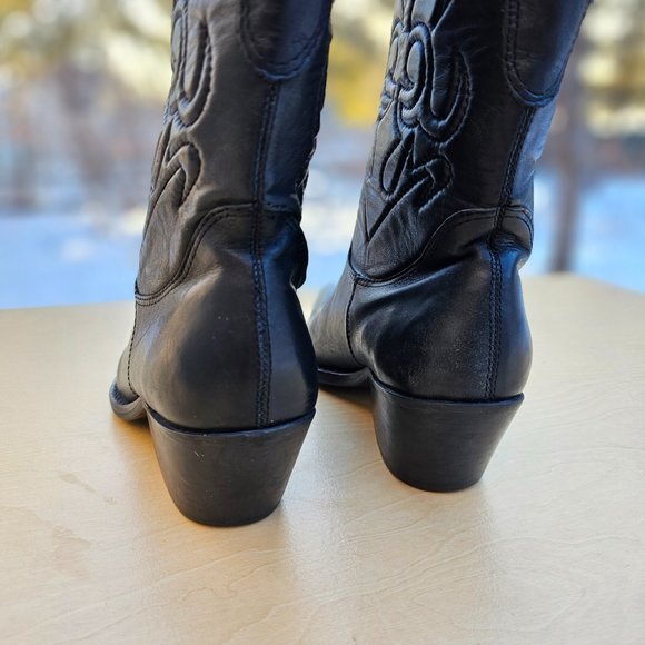 Penny Loves Kenny Calf Leather Womens Western Cowbow Black Boots, Preowned, 7.5M - Picture 8 of 13